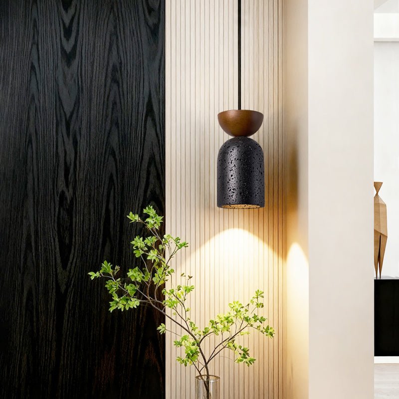 Iris Focused Black Travertine Pendant Light