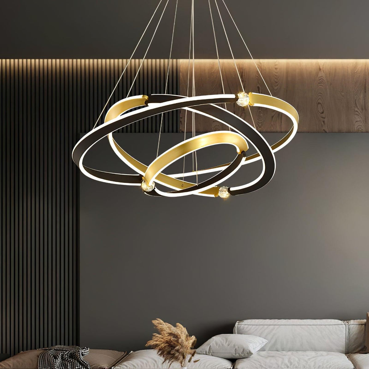 Elyerora Chandelier Crystal Black Gold Dining LED
