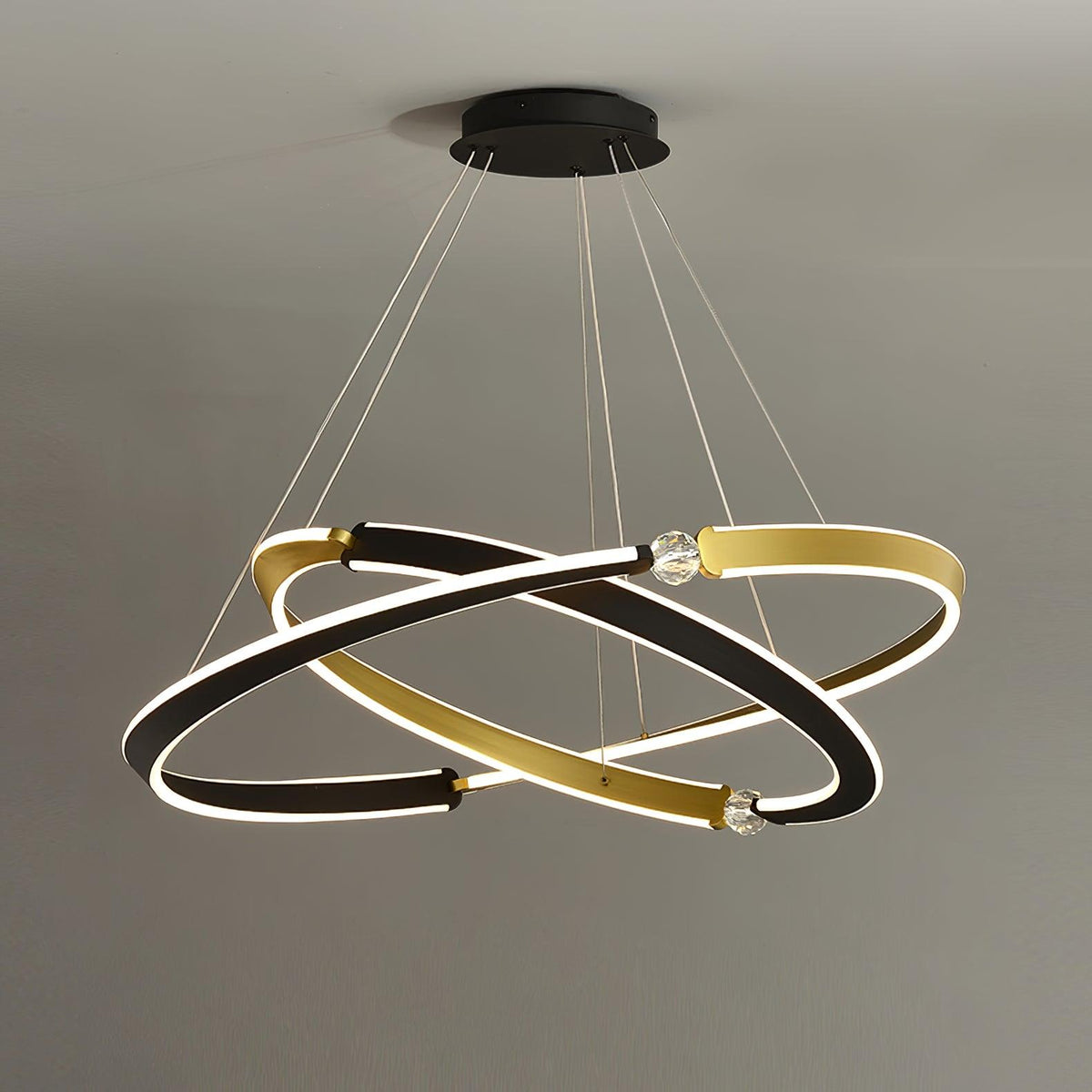 Elyerora Chandelier Crystal Black Gold Dining LED