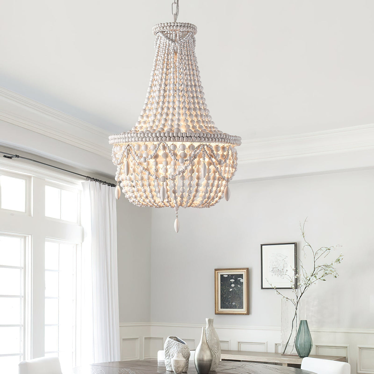 Eirikuvyu Postmodern Luxury Bead Metal Wood Chandelier