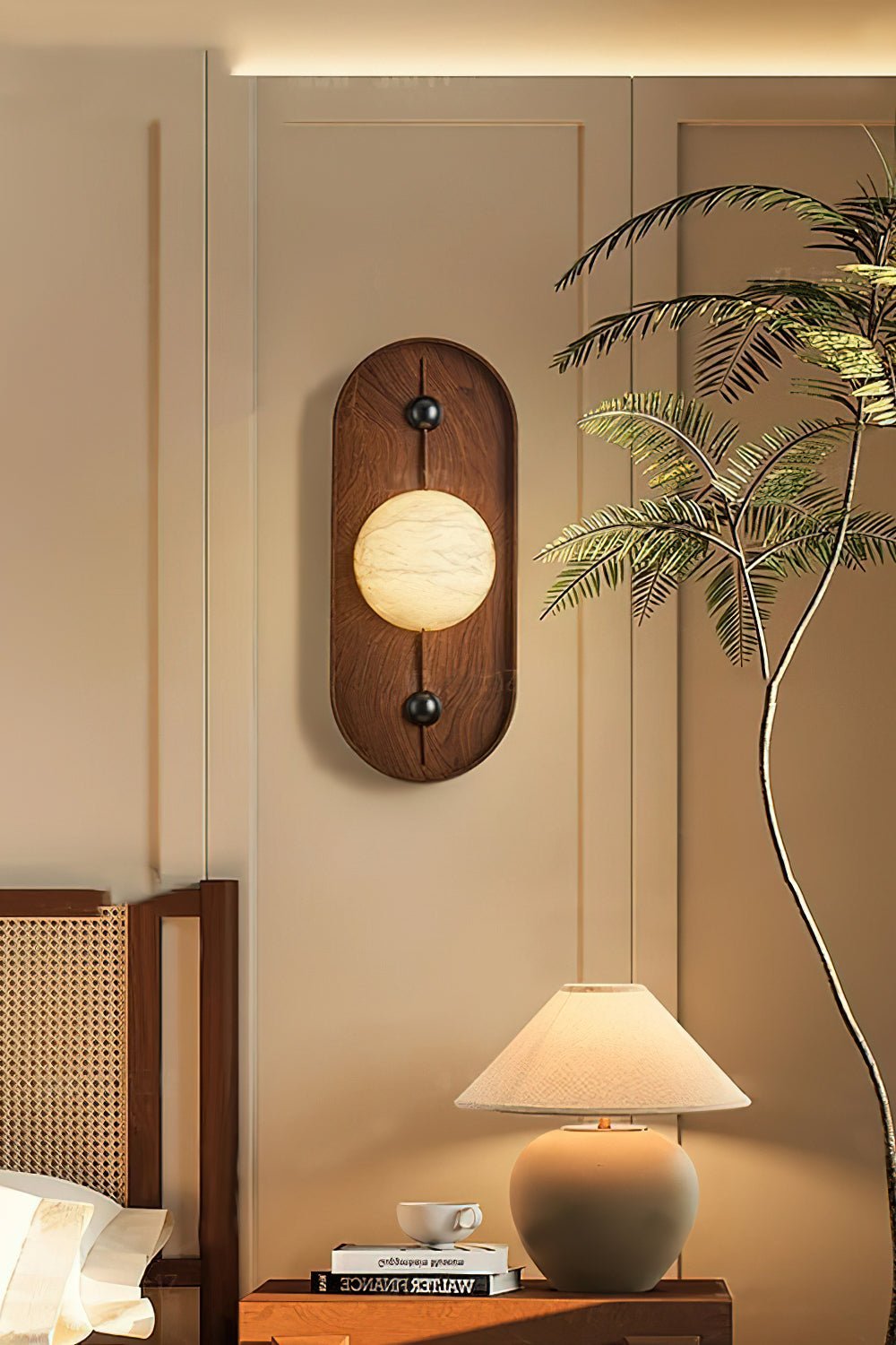 Lyvaran Oval Alabaster Wood Wall Light