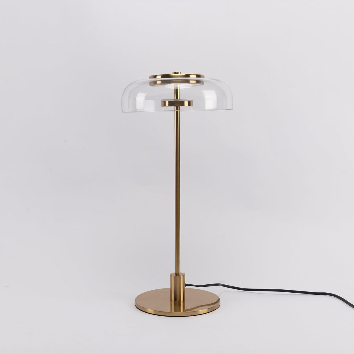 Rinelette Table Lamp Clear Glass Shade Wood Base