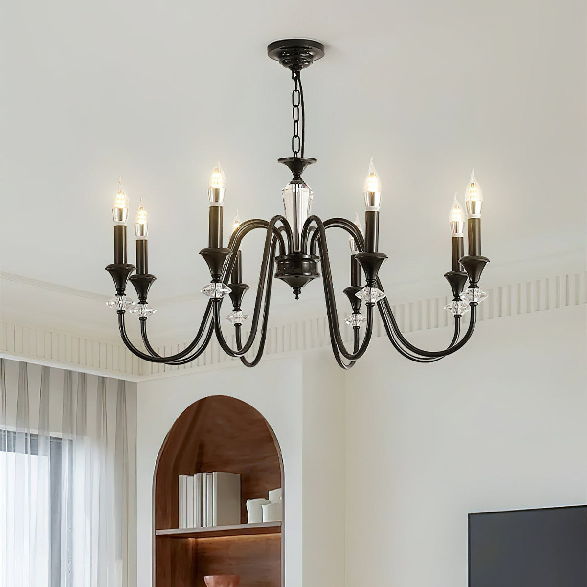 Selivora Chandelier Black & Crystal Candelabra