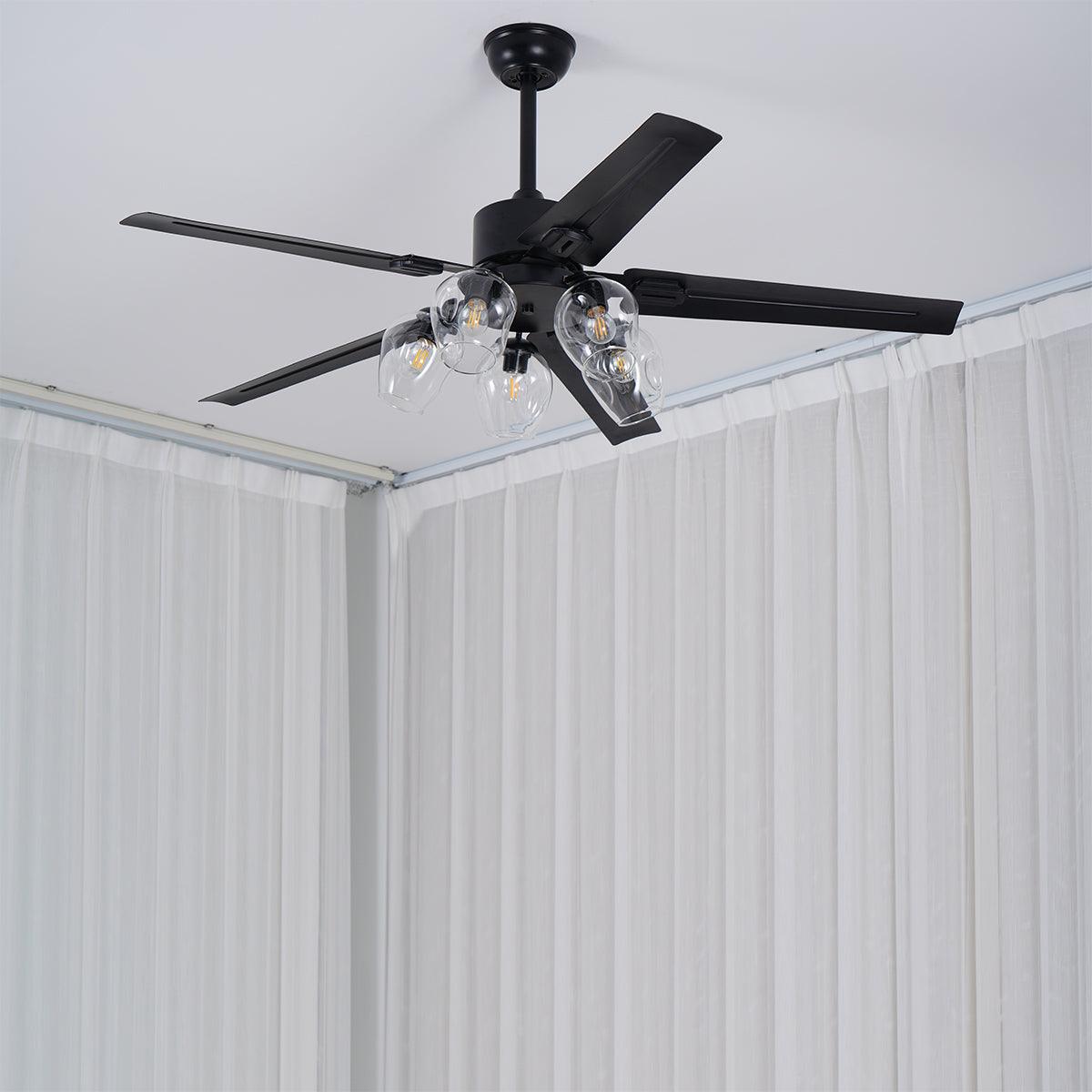 Zazoren Vintage Black Glass Ceiling Fan Light