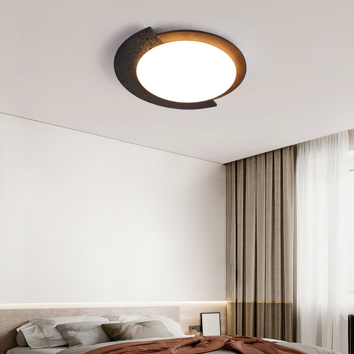 Taveira Asymmetrical Black Travertine Ceiling Light