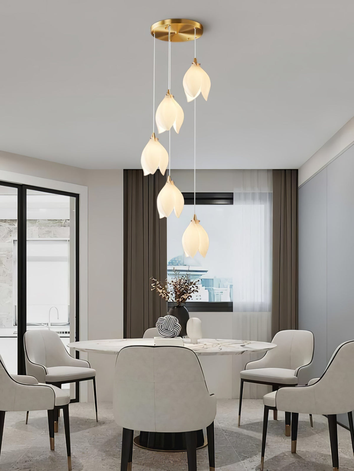 Tessa Pendant Lamp White Floral Ceramic