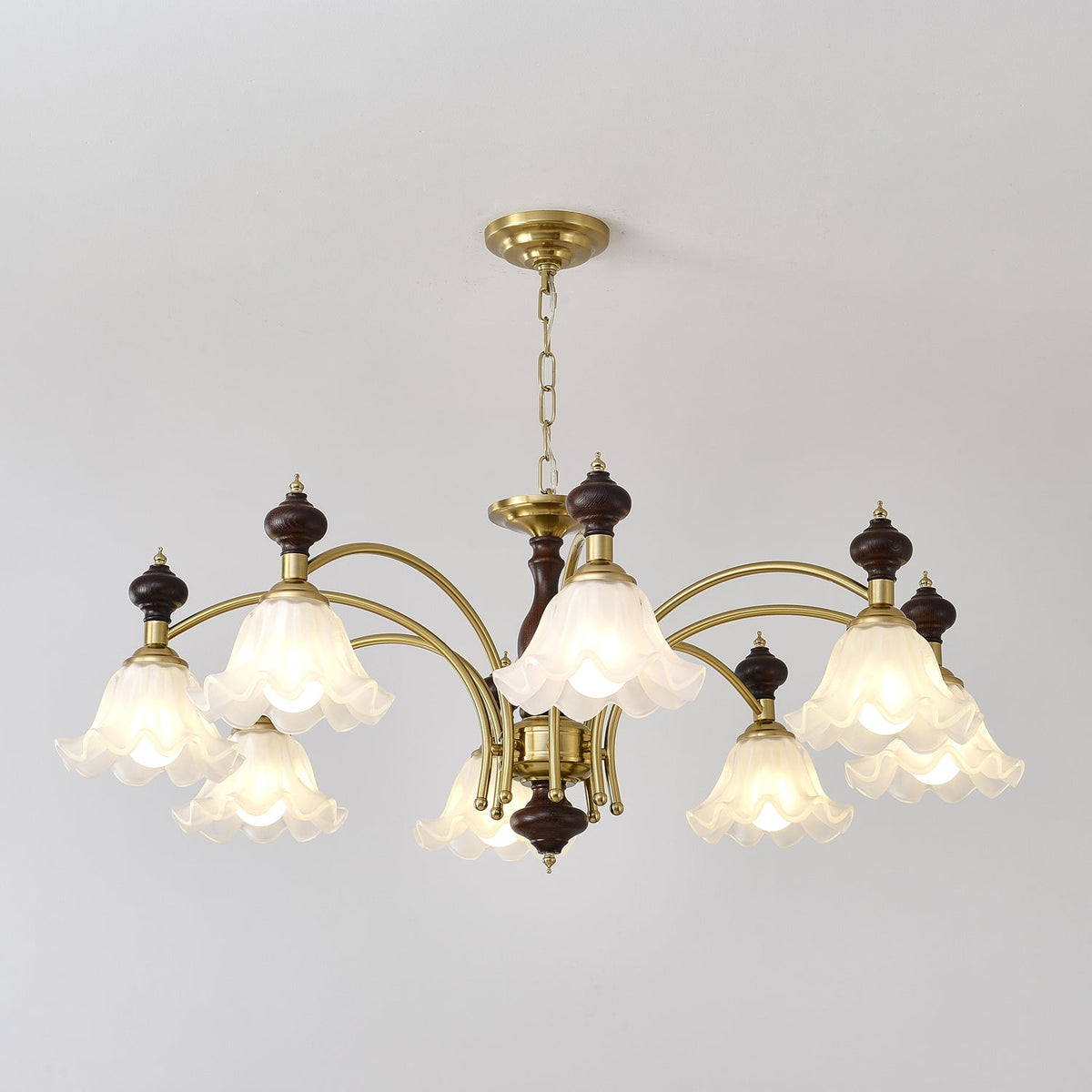 Jesolan Chandelier Wood & Brass Blossom Flowers