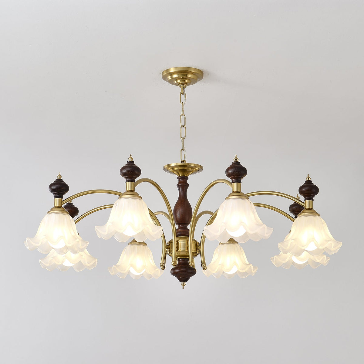 Jesolan Chandelier Wood & Brass Blossom Flowers
