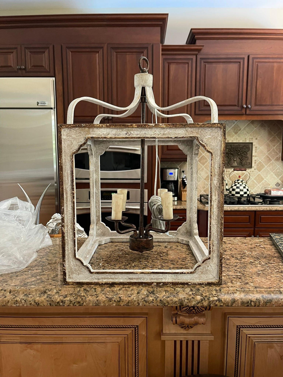 Cirivian Chandelier Rustic Cube Vintage Frame