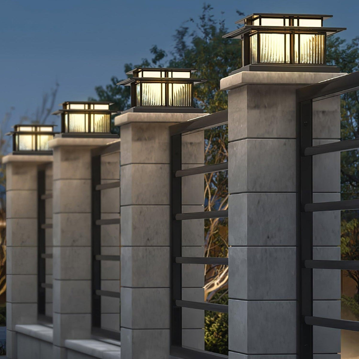 Evander Pillar Solar / Hardwire Outdoor Light