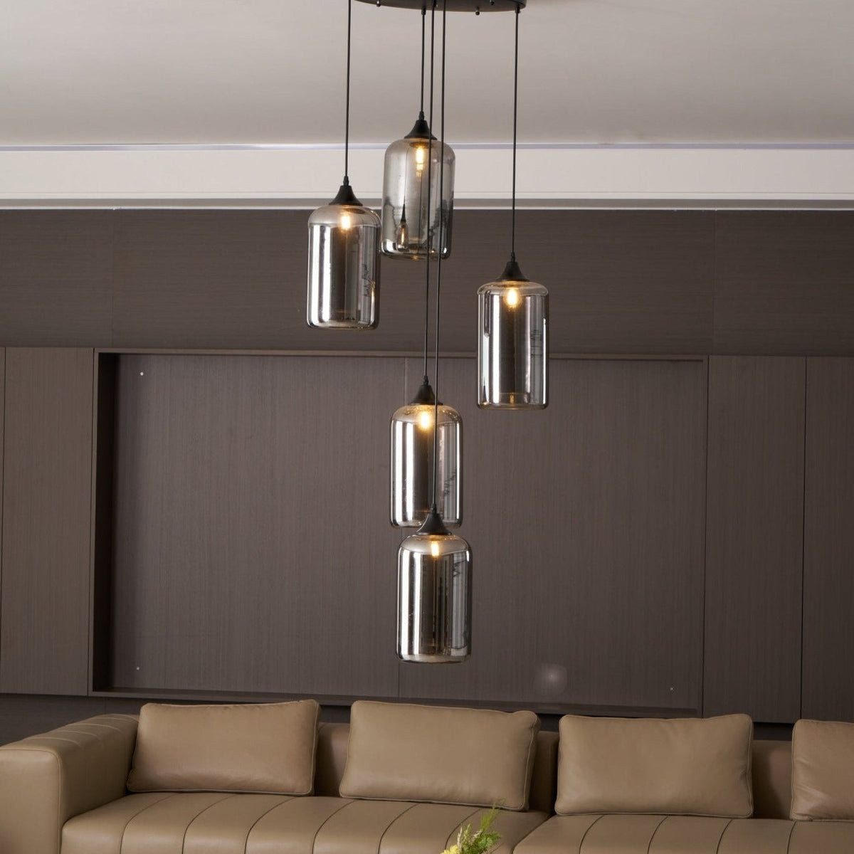 Gabrielle Minimalist Bottle Glass Pendant Light Smoke Gray