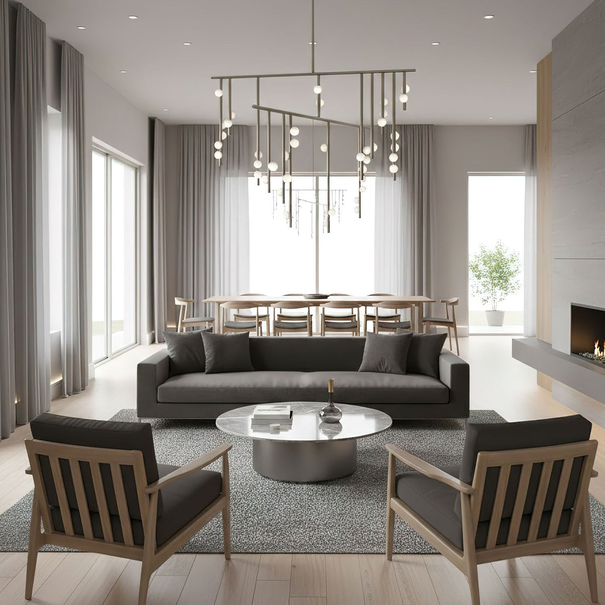 Yieli Brass Glass Drop Chandelier