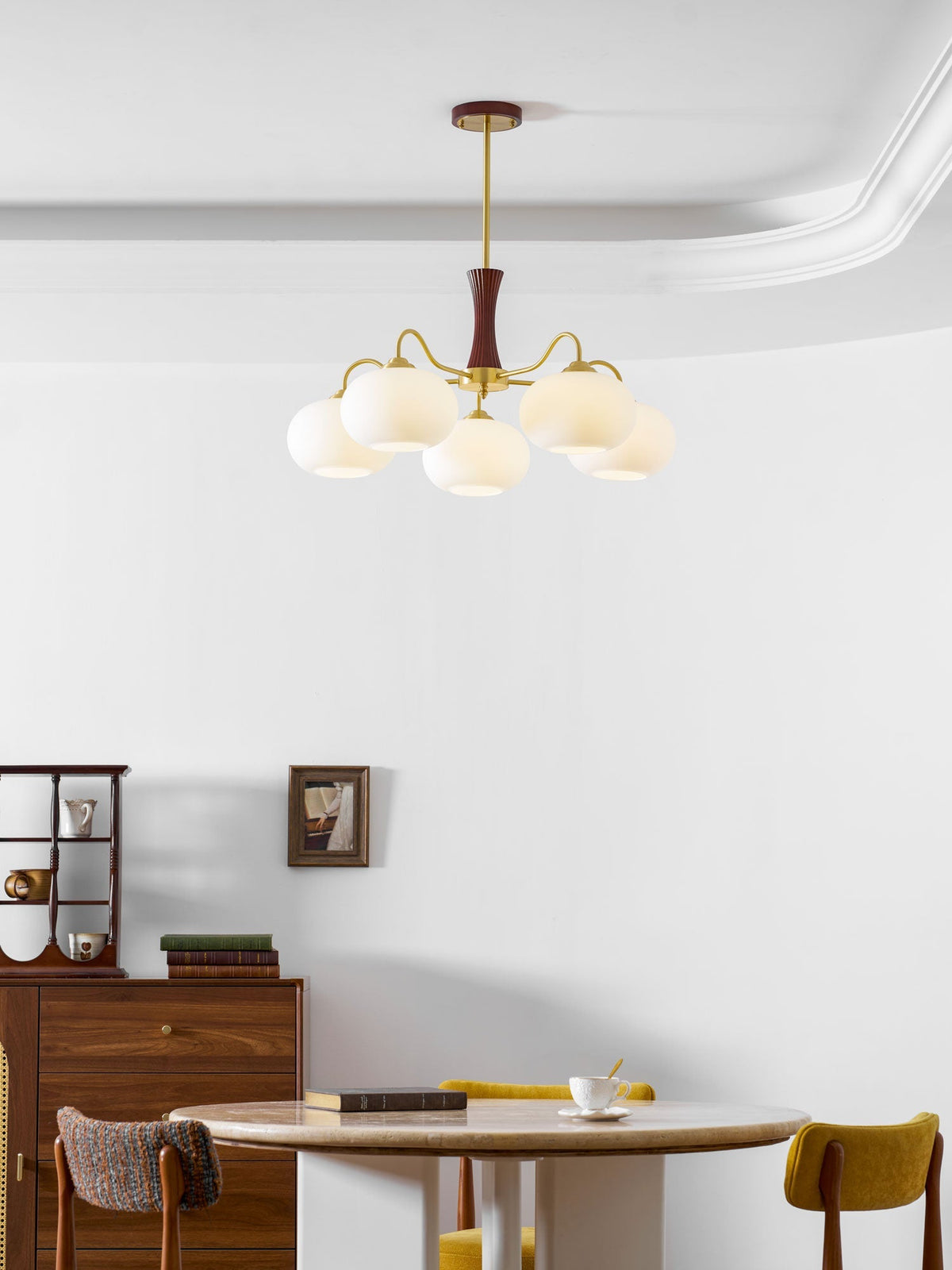 Jazia Brass Wooden Persimmon Chandelier