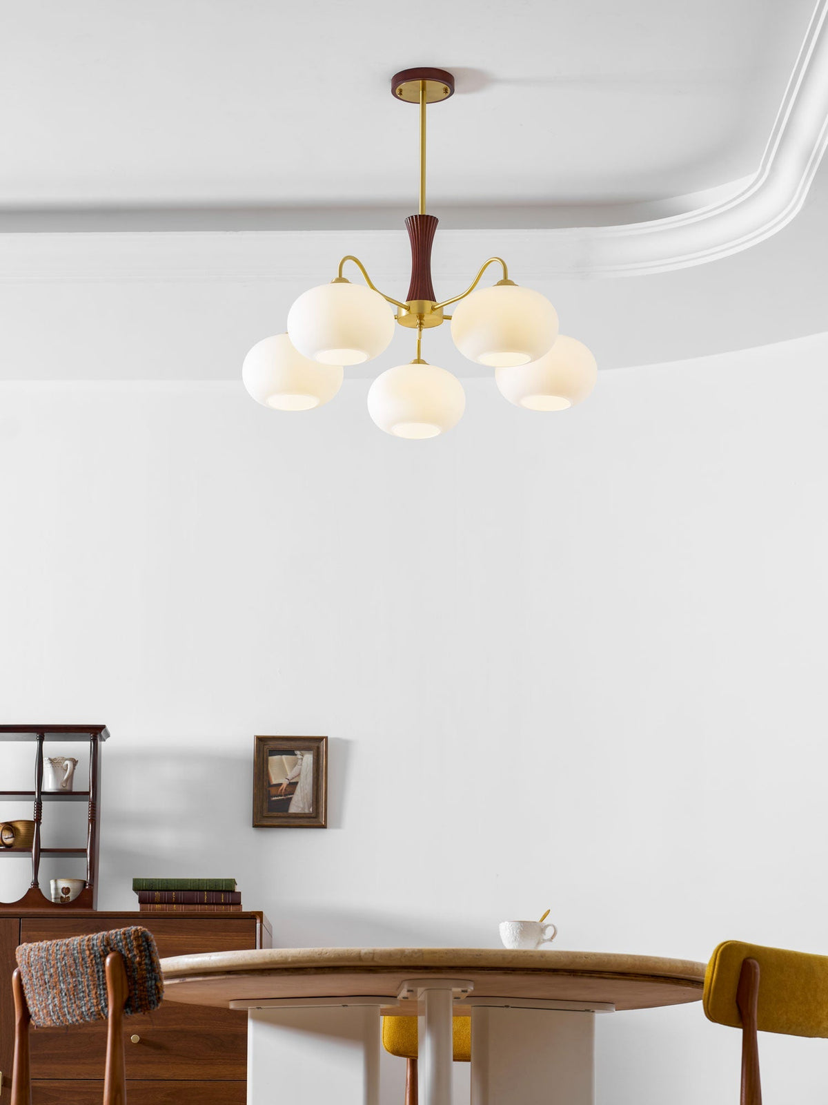 Jazia Brass Wooden Persimmon Chandelier