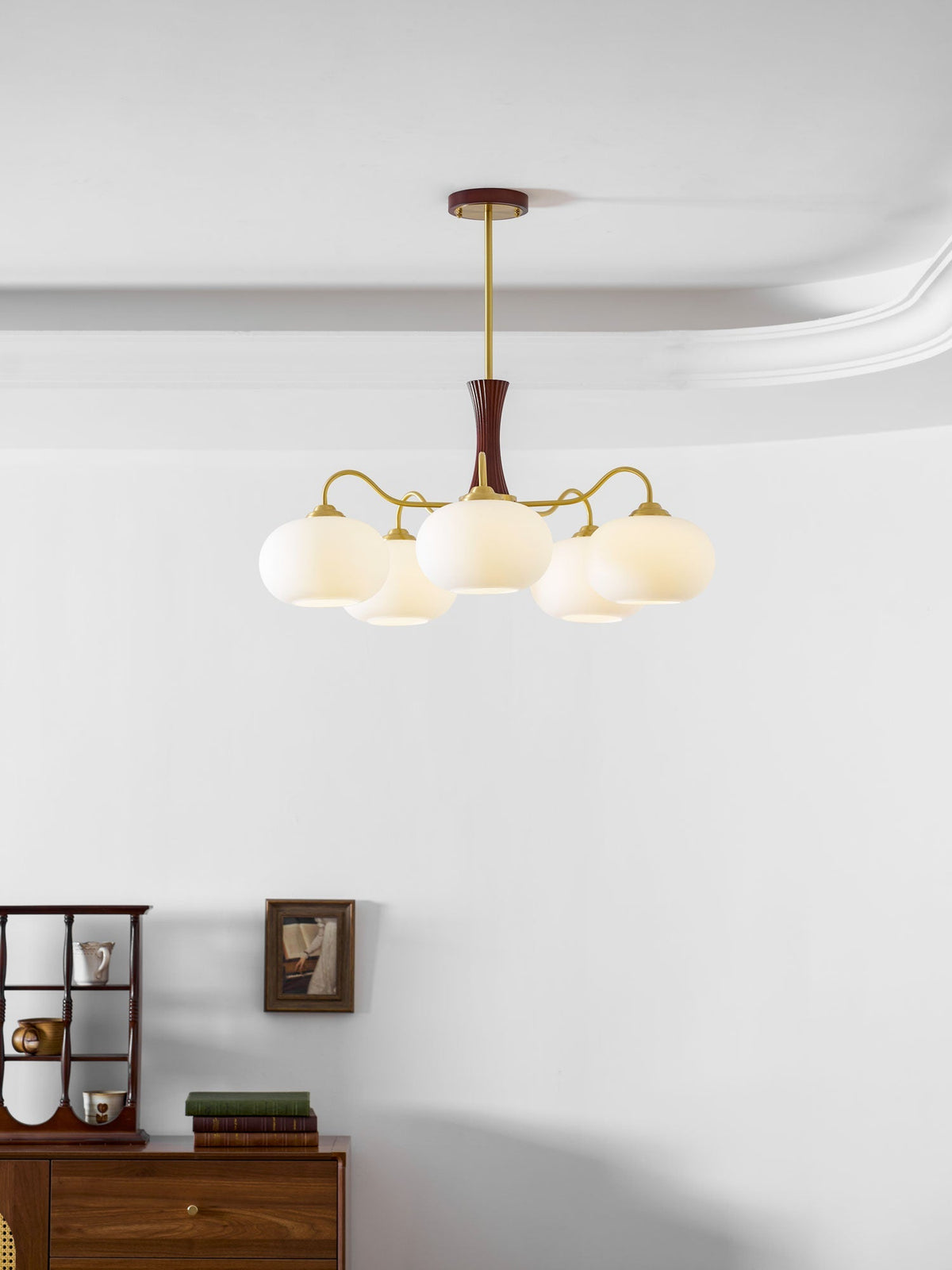 Jazia Brass Wooden Persimmon Chandelier