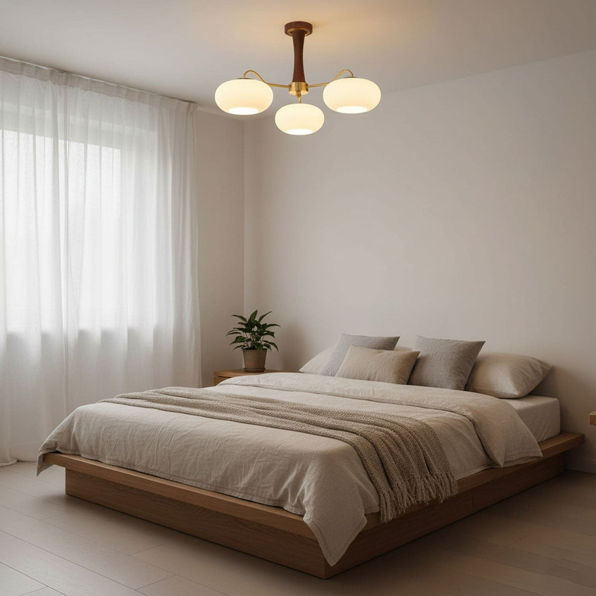 Jazia Brass Wooden Persimmon Chandelier