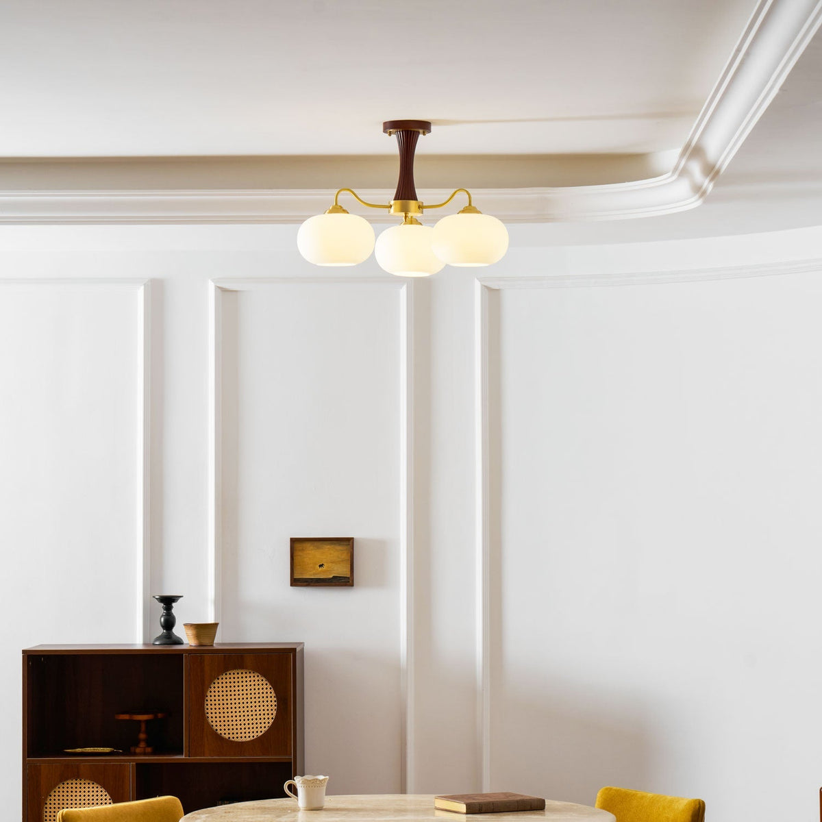 Jazia Brass Wooden Persimmon Chandelier