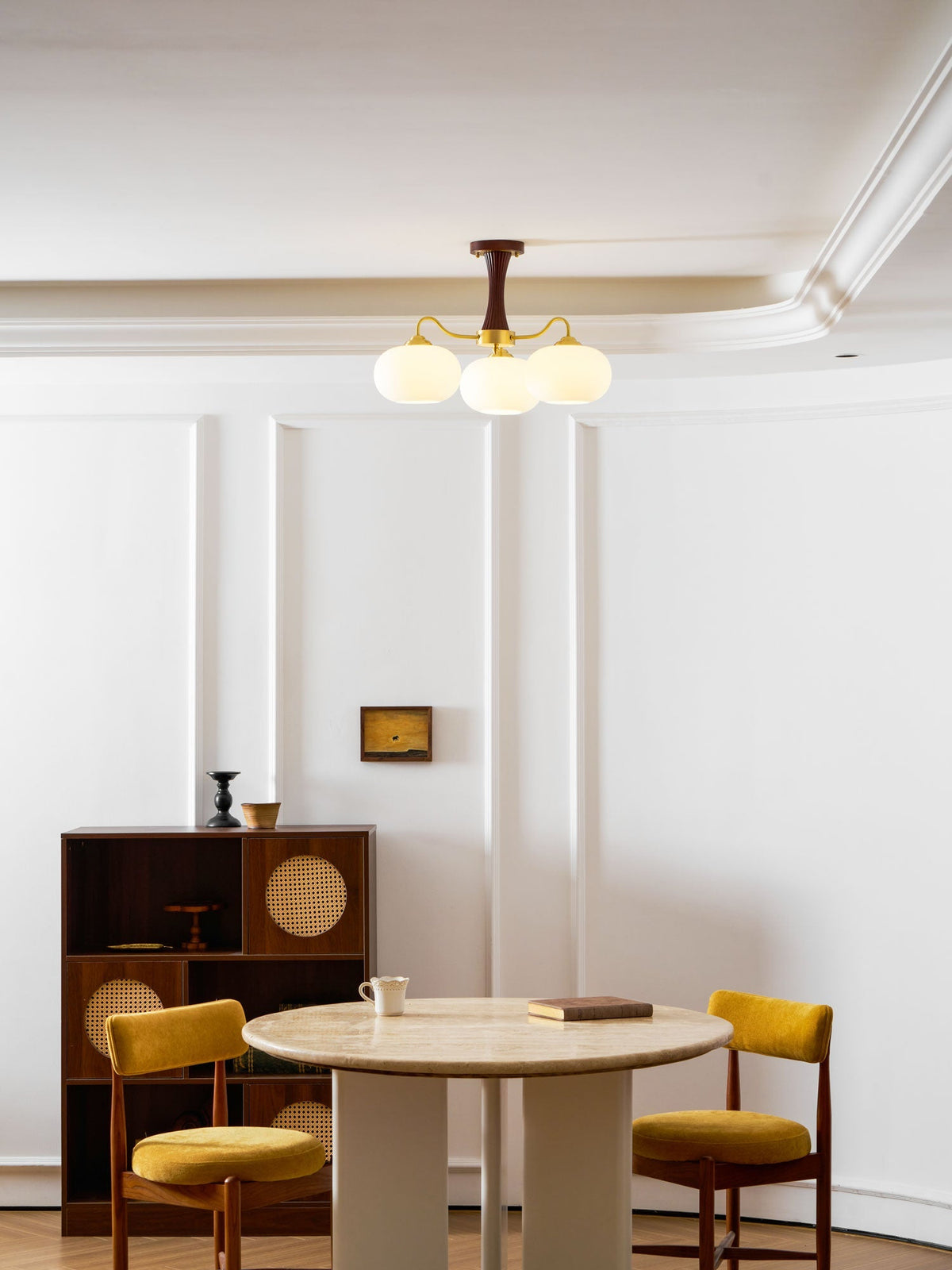 Jazia Brass Wooden Persimmon Chandelier