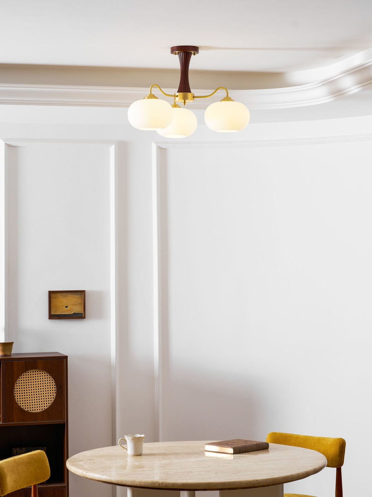 Jazia Brass Wooden Persimmon Chandelier