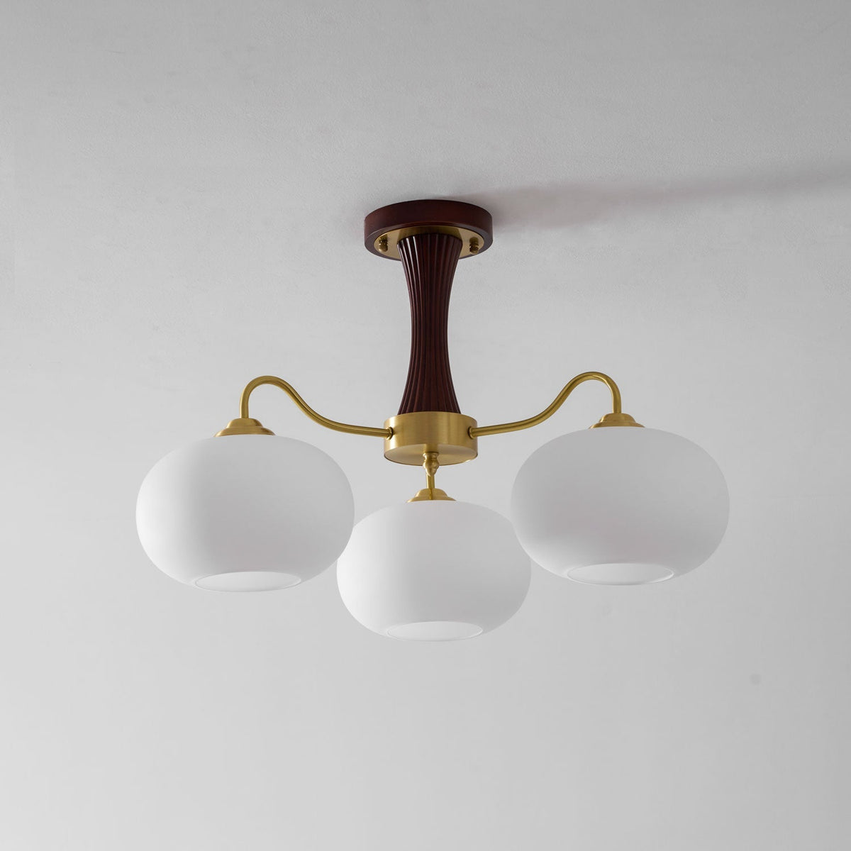 Jazia Brass Wooden Persimmon Chandelier