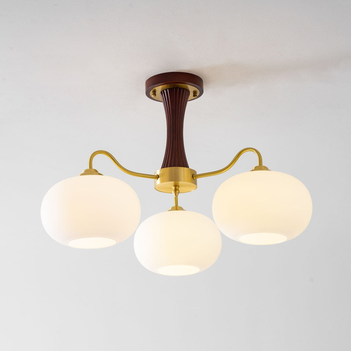 Jazia Brass Wooden Persimmon Chandelier