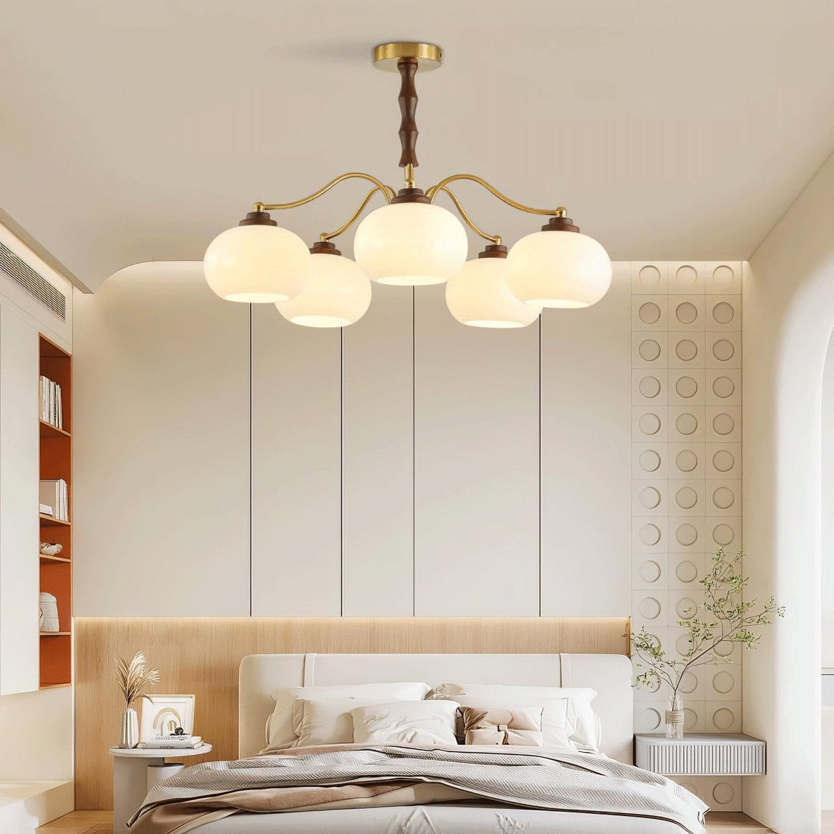 Sylaora Chandelier Walnut Glass Globe