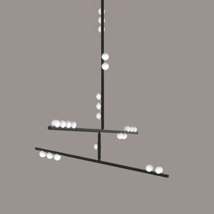 Yieli Brass Glass Drop Chandelier