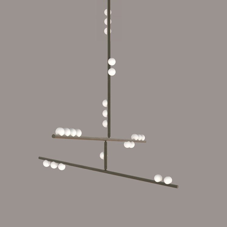 Yieli Brass Glass Drop Chandelier