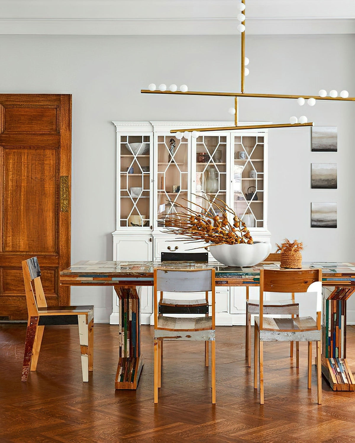 Yieli Brass Glass Drop Chandelier