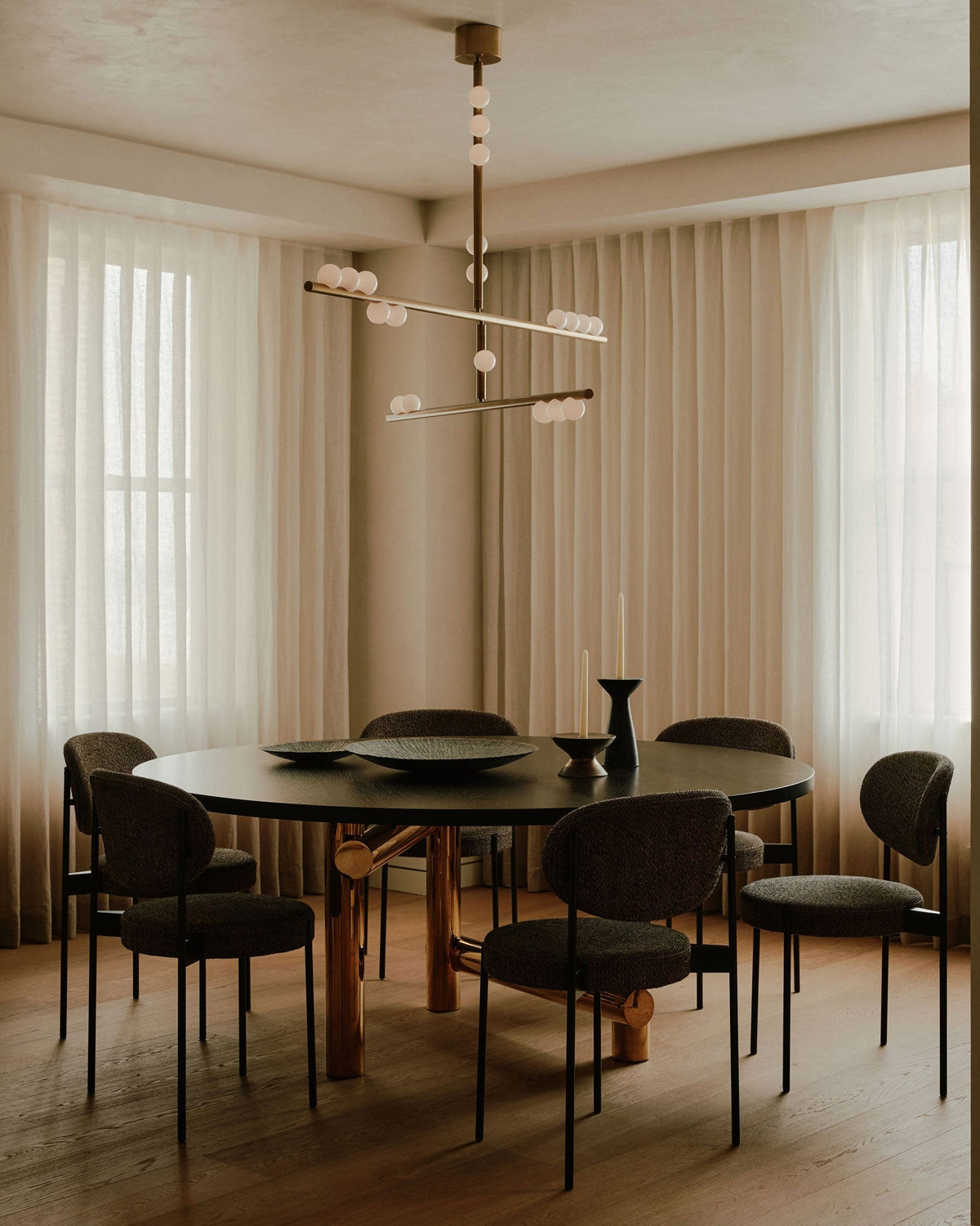Yieli Brass Glass Drop Chandelier