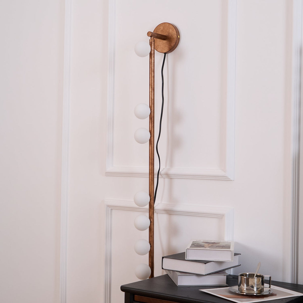 Pamela Tube Plug-in Brass Glass Wall Lamp