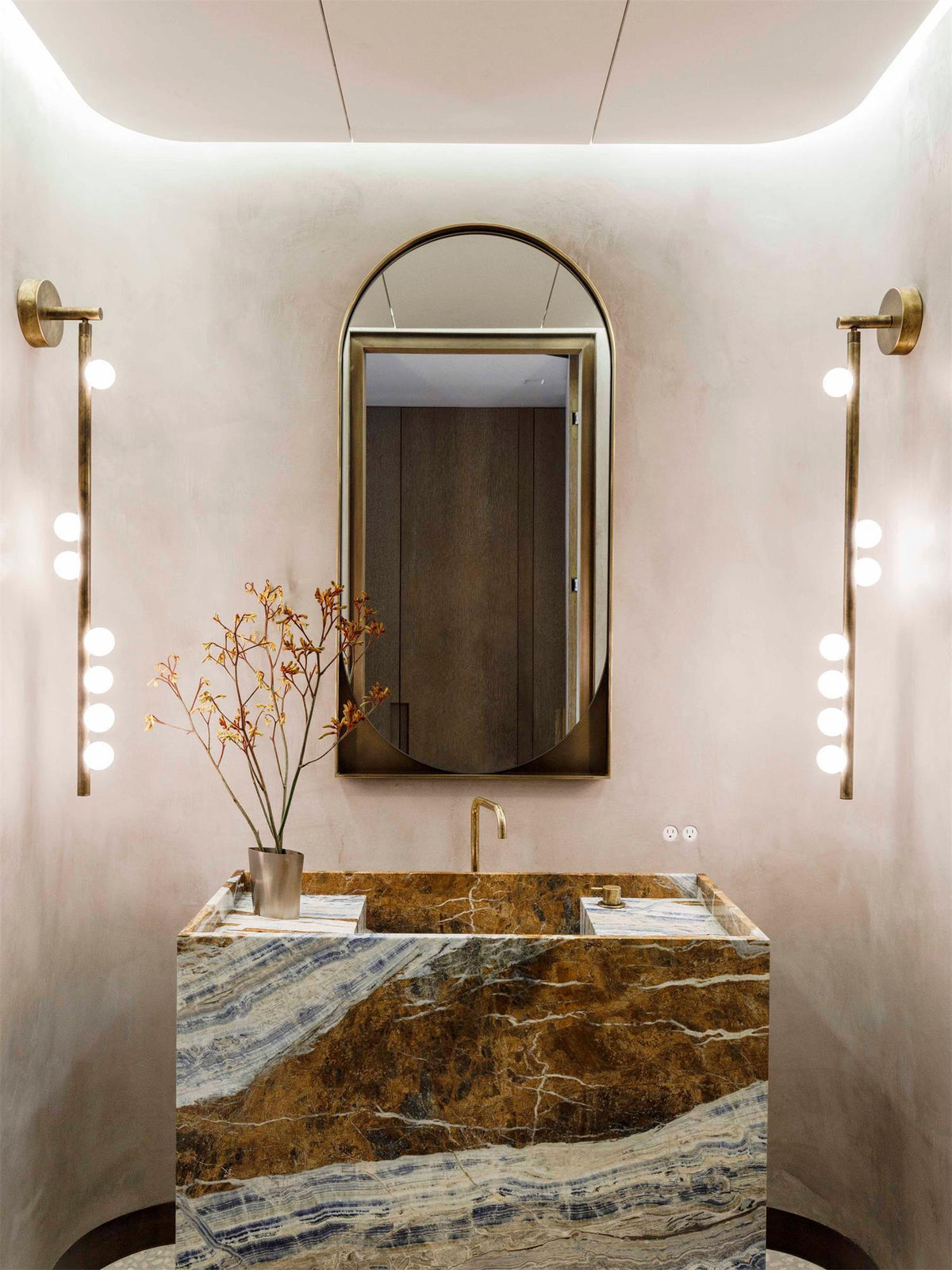 Rory Modern Minimalist Tube Brass Glass Wall Lamp
