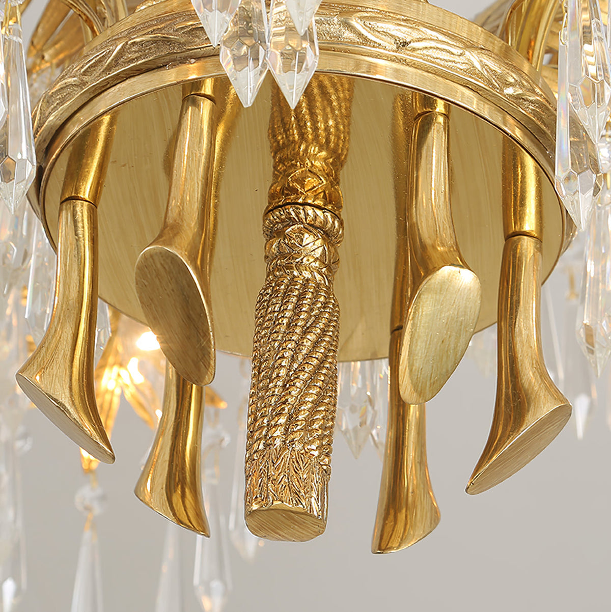 Peya Brass Palm Leaf Crystal Chandelier