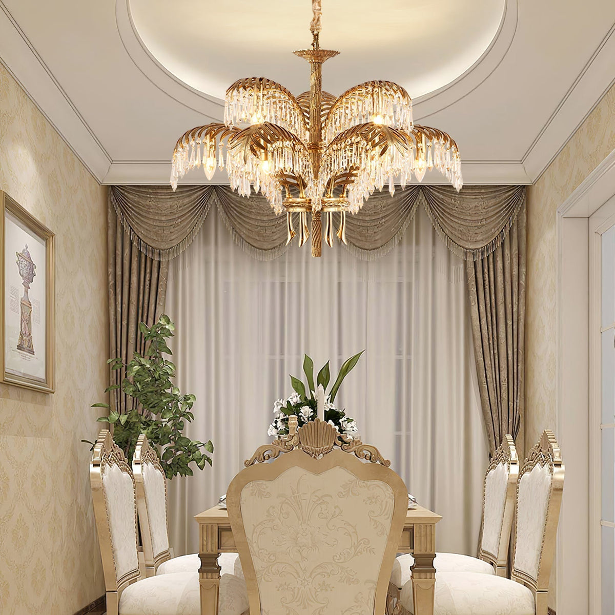 Kilwen Regal Brass Crystal Chandelier