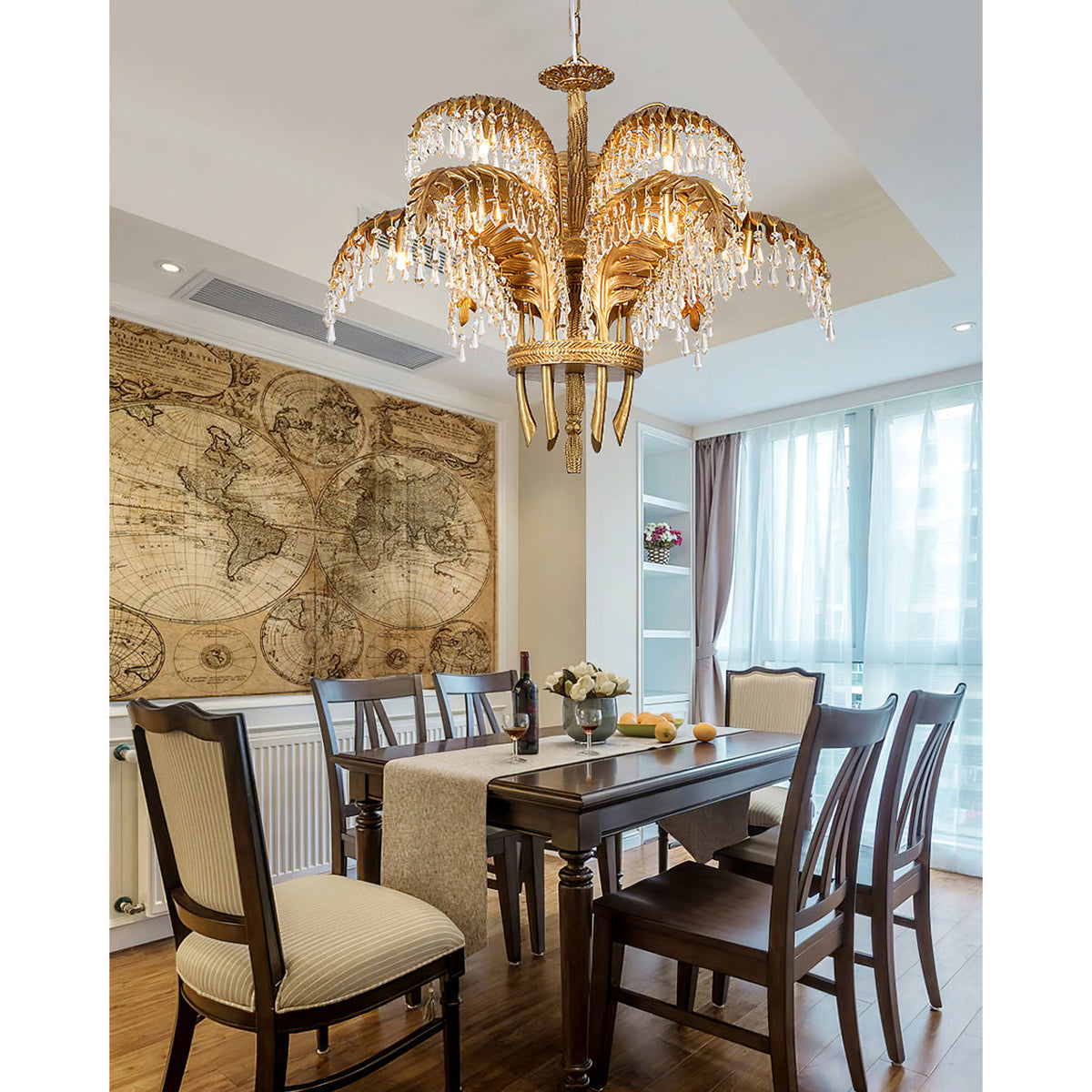 Kilwen Regal Brass Crystal Chandelier