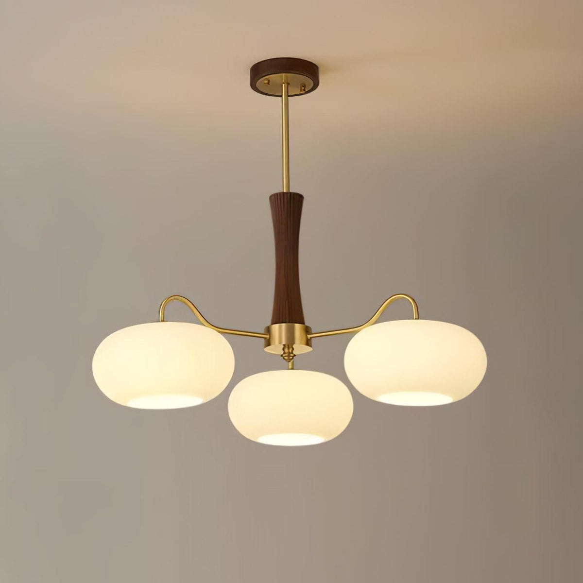 Eira Brass Wooden Glass Persimmon Chandelier