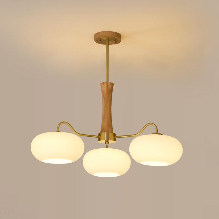 Eira Brass Wooden Glass Persimmon Chandelier