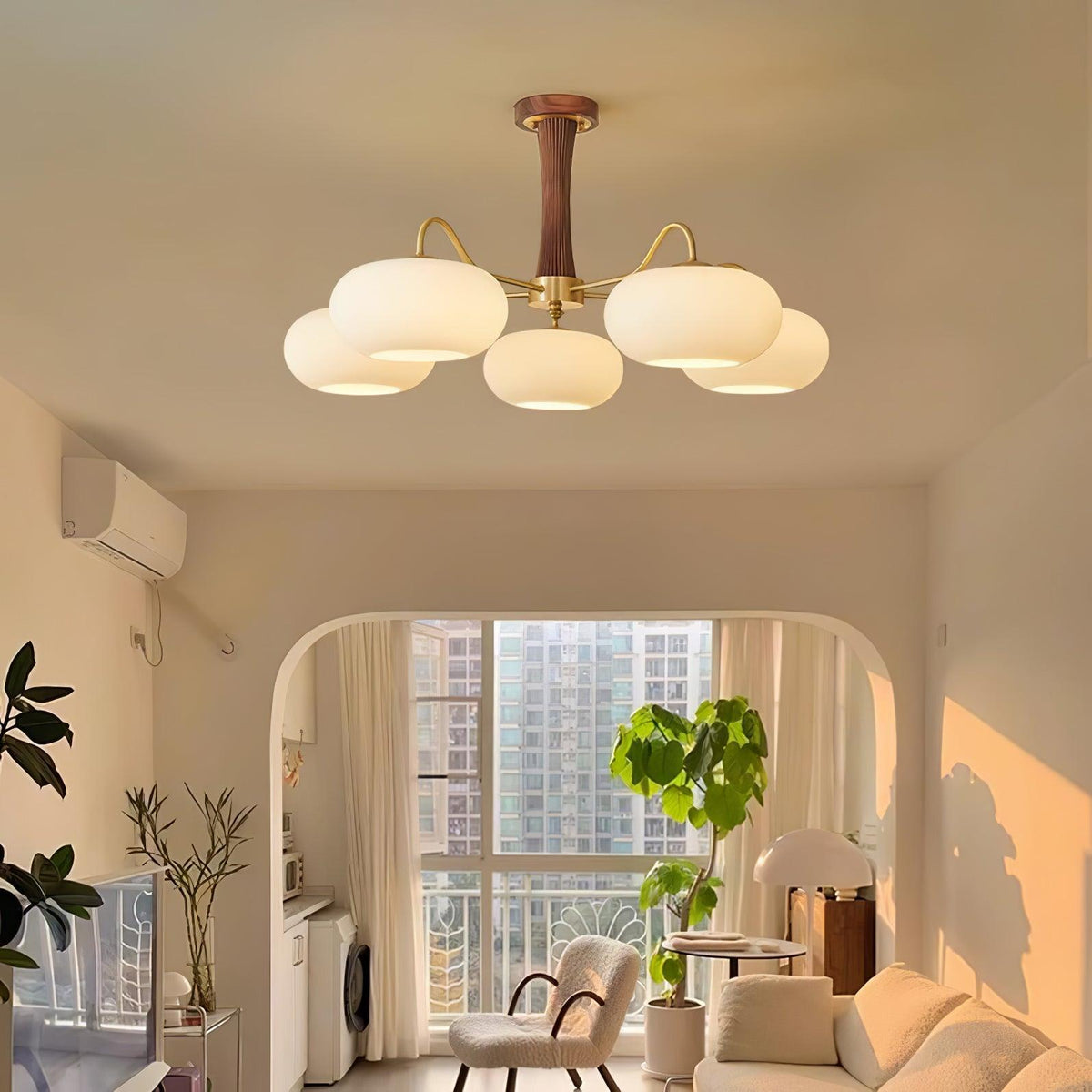 Jazia Brass Wooden Persimmon Chandelier