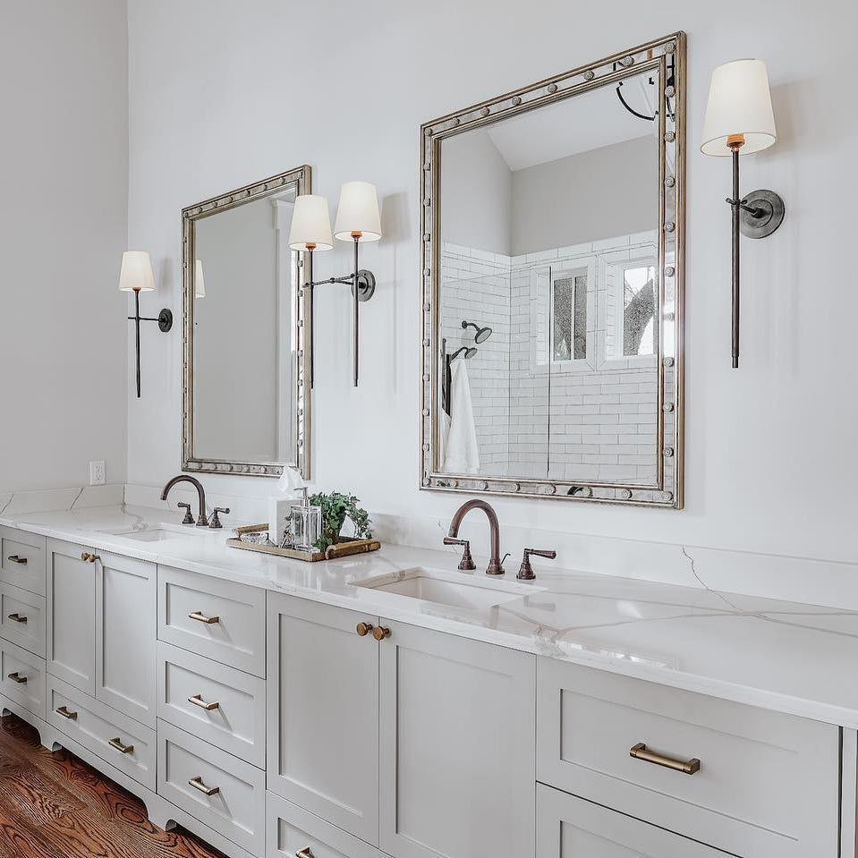 Elyse Brass White Tapered Shade Wall Light
