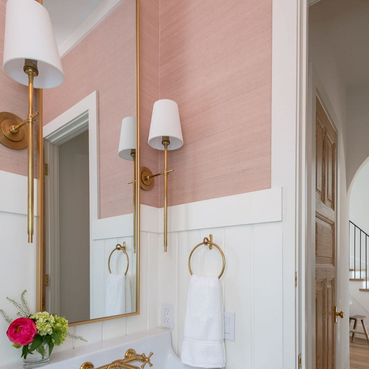 Elyse Brass White Tapered Shade Wall Light