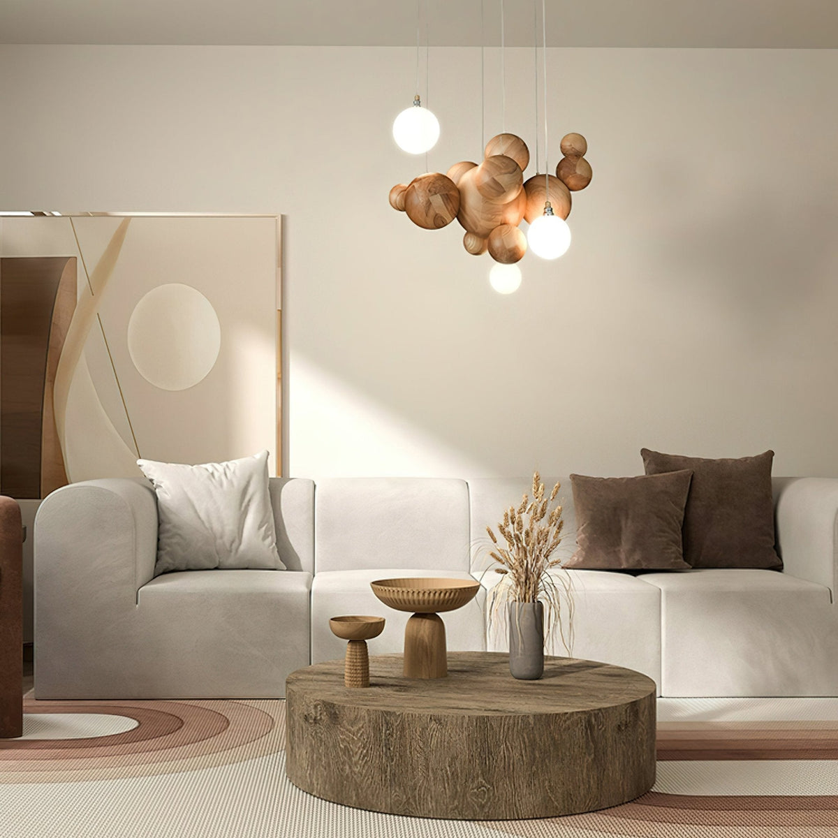 Elveraria Chandelier Wood & Acrylic Bubble Ball Cluster