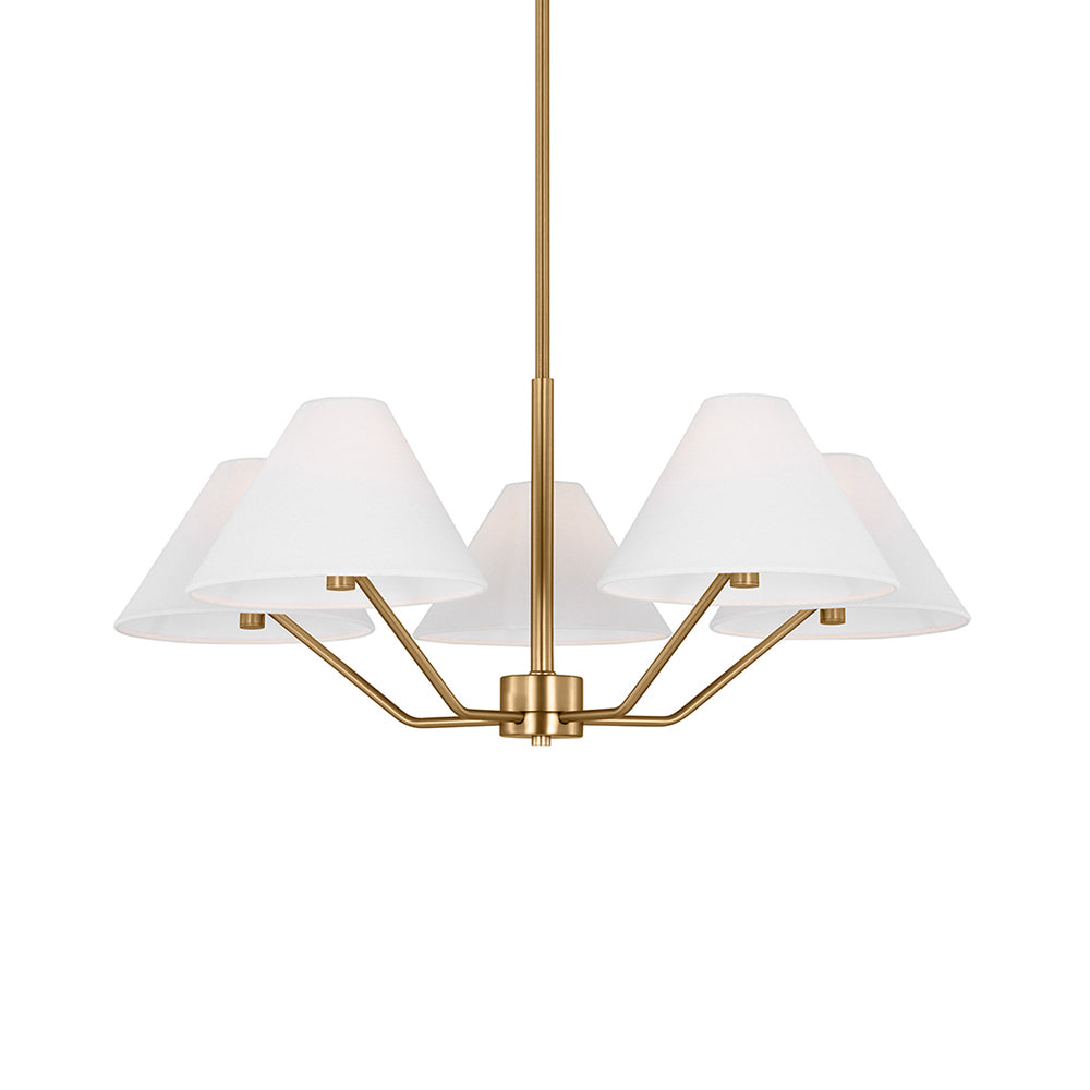 Kevenor Chandelier Brass Fabric Cone Shades Modern
