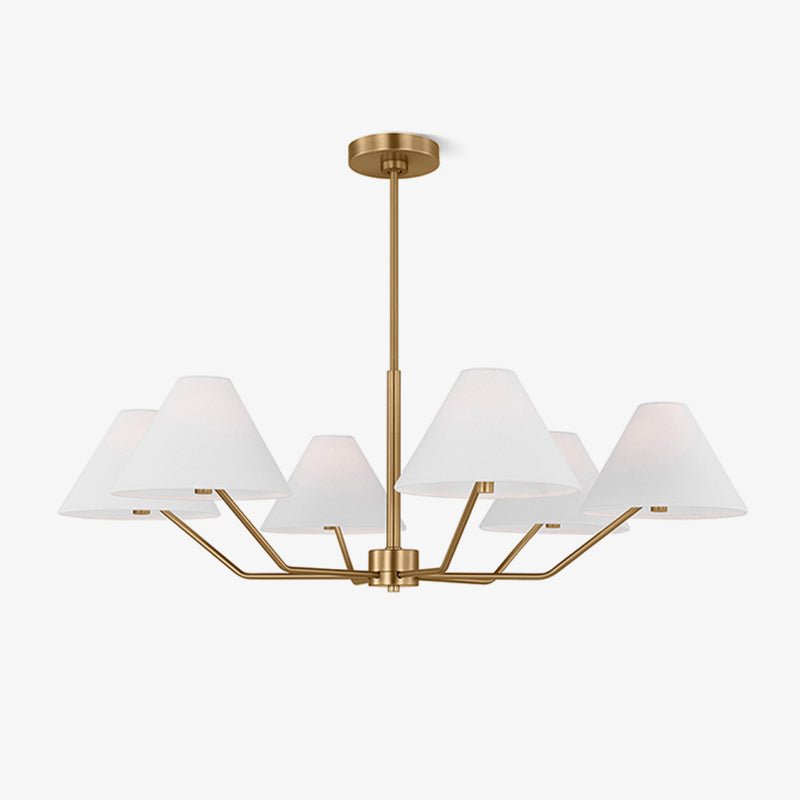 Kevenor Chandelier Brass Fabric Cone Shades Modern