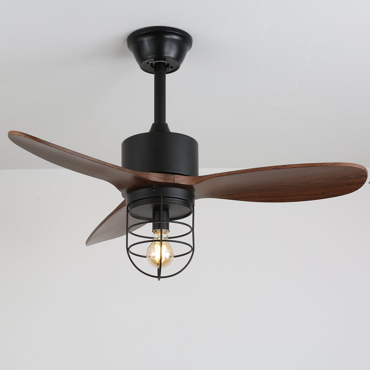 Brisora Industrial Wood Ceiling Fan Light