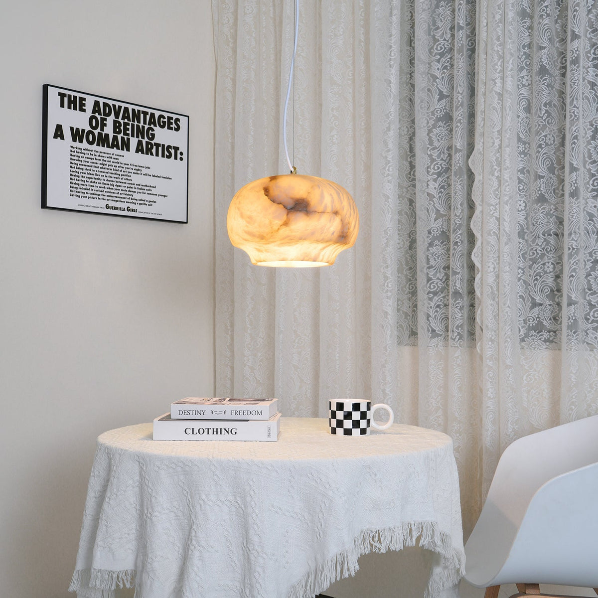 Thalia Minimalist Alabaster Pendant Light