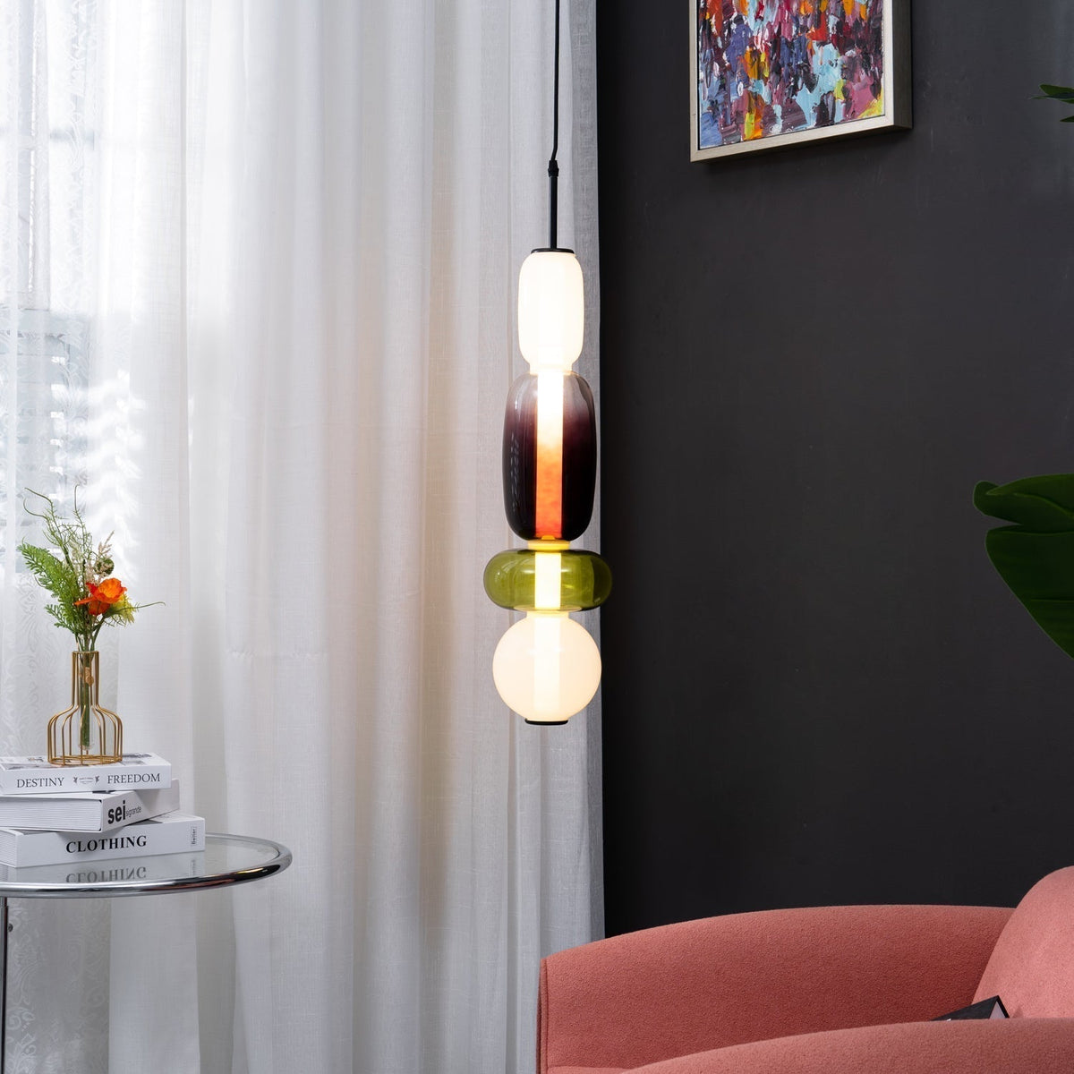 Zodore Premium Art Stained Glass Pendant Lamp
