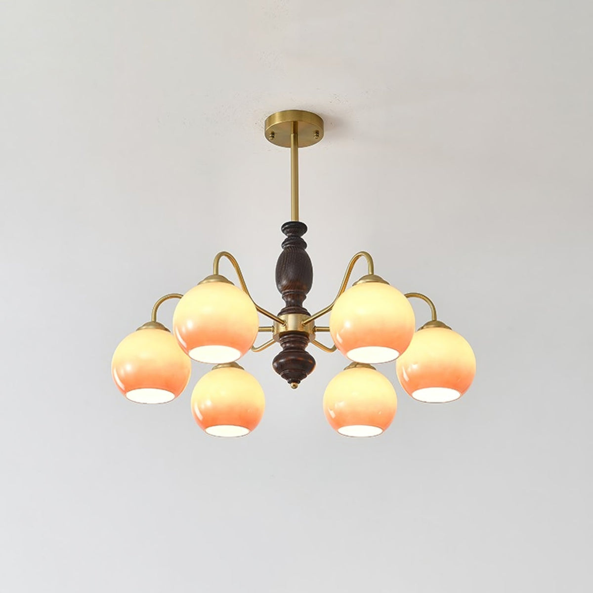 Reniian Chandelier Caramel Orb Curved Arm