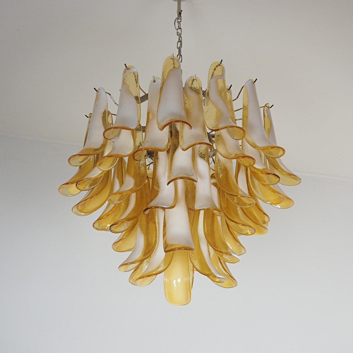 Velelian Chandelier Amber Murano Glass Petals Layered