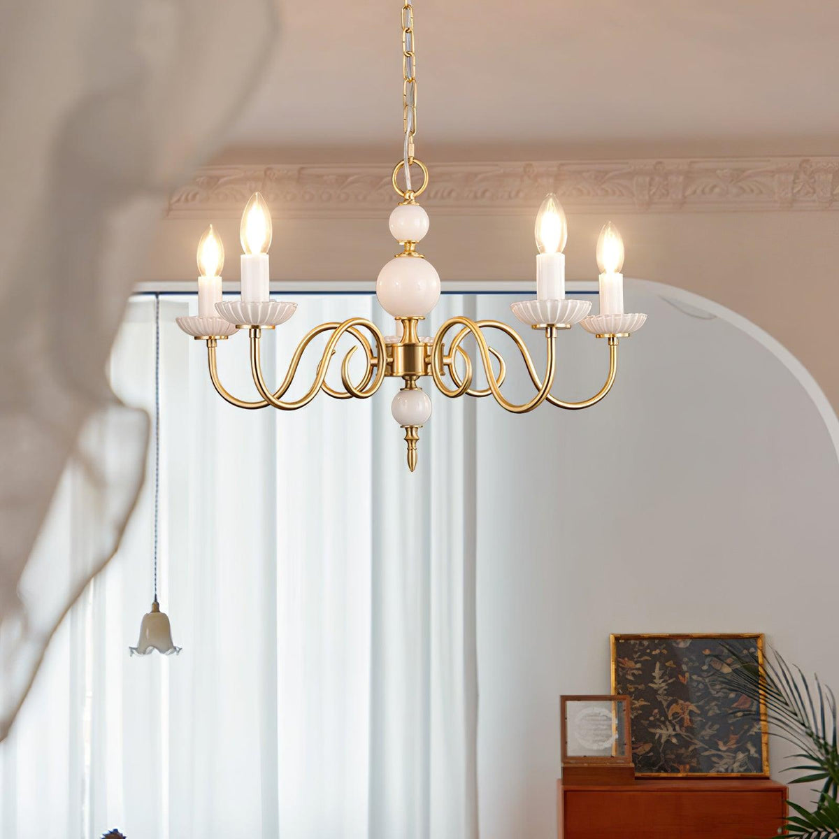 Oriirira Chandelier Carlita Gold Modern Five-Armed