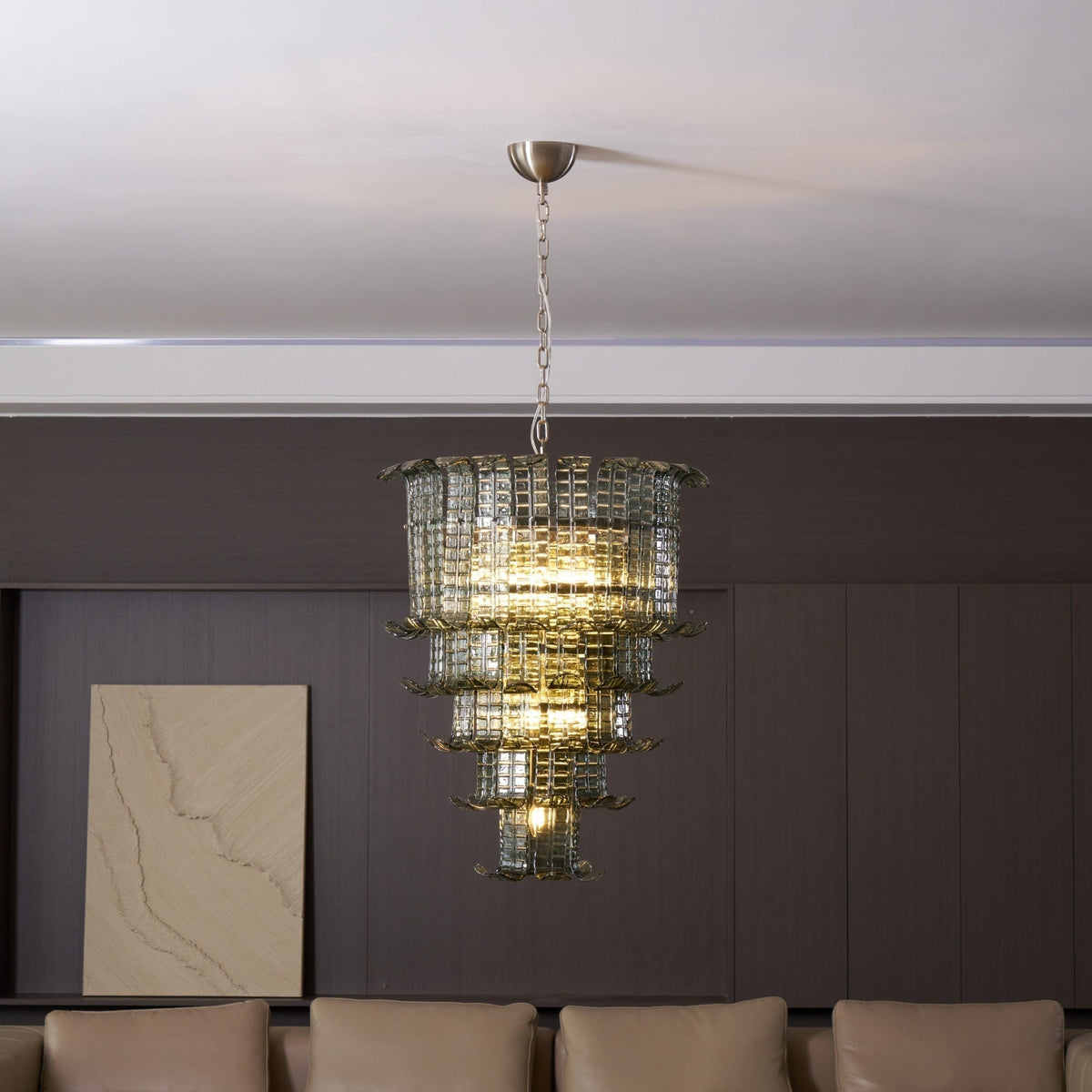 Yisk Chandelier Cascade Murano Glass Tiered Vintage